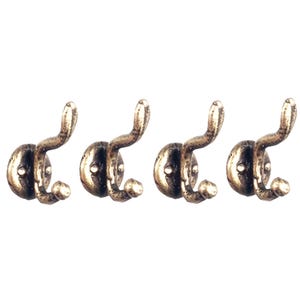 Dollhouse Miniature 4pc Brass Coat Hooks by Town Square Miniatures
