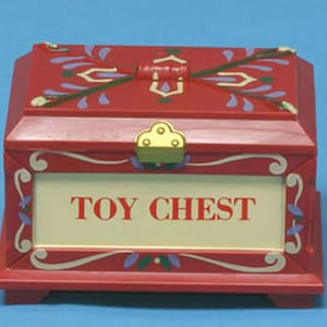 Dollhouse Miniature Hand Painted Red Toy Chest by Carradus