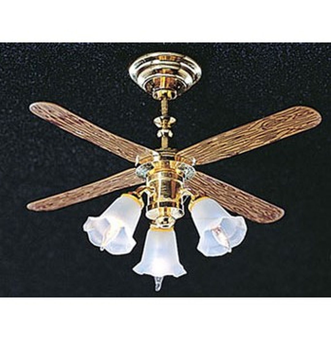 Dollhouse Miniature Ceiling Fan With Tulip Shades by Cirkit Etsy