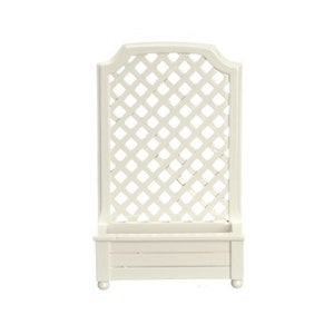 Dollhouse Miniature Tall Planter in White with Trellis by Town Square Miniatures