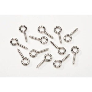 Miniature Screw Eye Hooks -  Rhodium Plated Metal  - 5/16 inch long