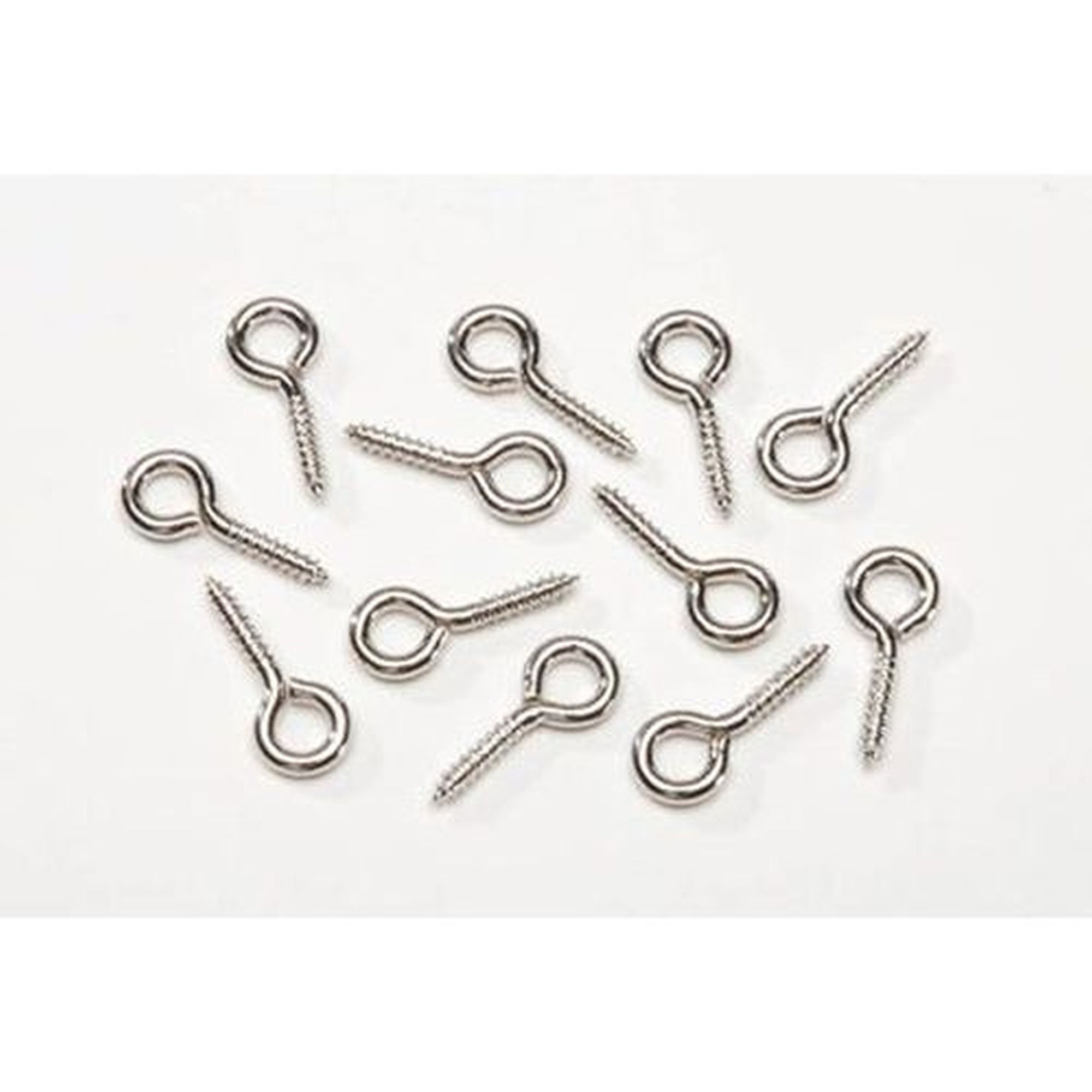 Miniature Screw Eye Hooks Rhodium Plated Metal 5/16 Inch Long 