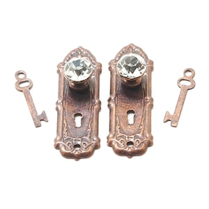 Dollhouse Miniature Bronze finish Crystal Opry-land Door Handle or Door Knob  2 in a pack by Handley House