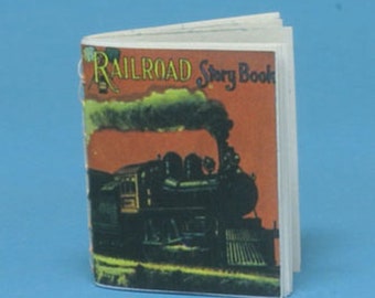 Dollhouse Miniature Antique Reproduction Readable Book on Trains by Carradus Miniatures