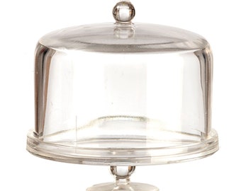 Dollhouse Miniature Clear Covered Cake Dish or Stand by Miniatures World