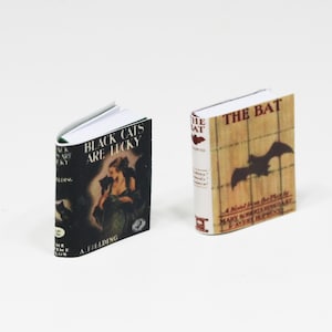 Dollhouse Miniature 1:12 Scale Set of 2 Bat Themed Books for Halloween 