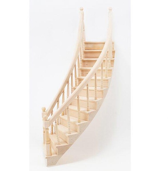 Dollhouse Miniature Left Curved Staircase Stair Case by Handley House Etsy Canada