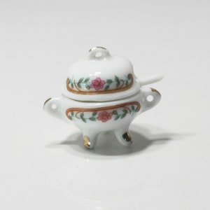 Dollhouse Miniature Dresden Rose Tureen or Serving Dish with Lid