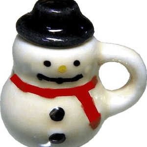 Dollhouse Miniature Ceramic Christmas Snowman Mug  with Lid