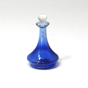 Dollhouse Miniature Blue Glass &quot;Ships Decanter&quot; by Artisan Phillip Grenyer