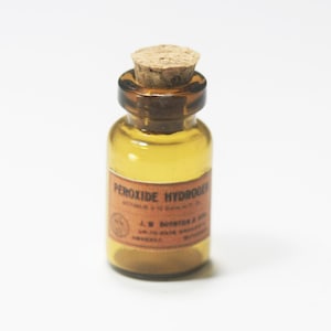 Dollhouse Miniature Amber Bottle of Faux Hydrogen Peroxide for Display Only