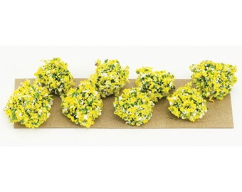 Miniature Set of 8 Outdoor Shrubs or Border Plants in Yellow