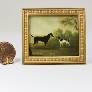 Dollhouse Art - Vintage Look Print Outdoor Painting of Dogs 