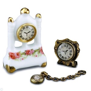 Dollhouse Miniature Watch Trio in Roseband Pattern by Reutter Porcelain