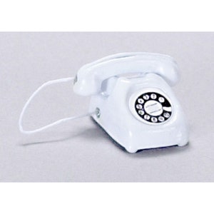 Dollhouse Miniature White Vintage Look Telephone by International Miniatures