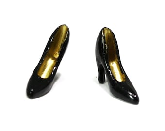 Miniature Pair of Ladies Black High Heel Shoes