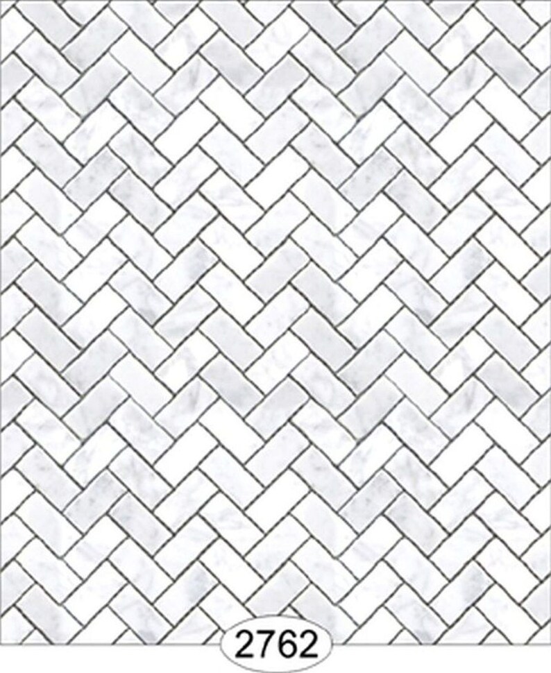 Dollhouse Flooring Wallpaper Carrara Marble Herringbone Tile Etsy