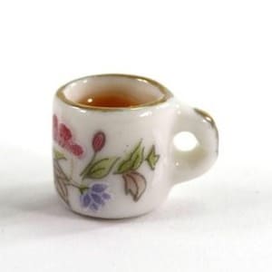 Dollhouse Miniature Floral Ceramic Cup of Tea
