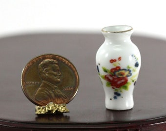 Dollhouse Miniature Blue Floral Porcelain Vase