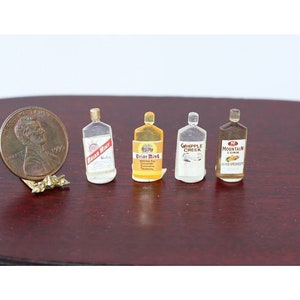 Dollhouse Miniature Vintage Look Set of 4 Bottles of Liquor