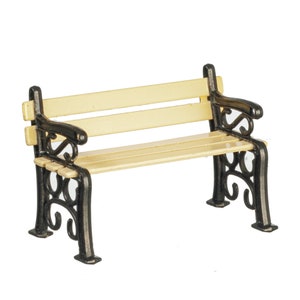 Dollhouse Miniature Half Scale Ivory Garden Bench by Town Square Miniatures