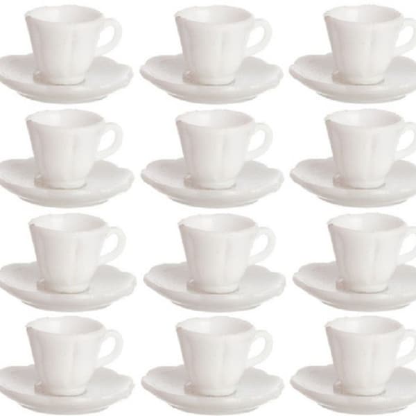 Dollhouse Miniature Set of 12 Cups and Saucers by Farrow Industries