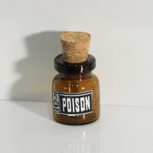 Dollhouse Miniature Amber Bottle of Poison for Halloween