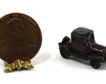 Dollhouse Miniature Old Fashioned Hand Painted Miniature Brown Car