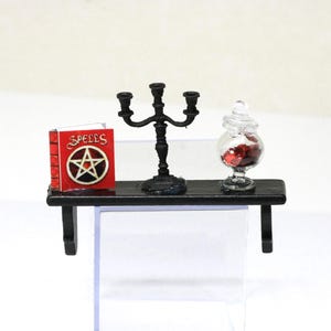 Dollhouse Miniature Vintage Look Artisan Halloween Sorcerer or Witches Wall Shelf