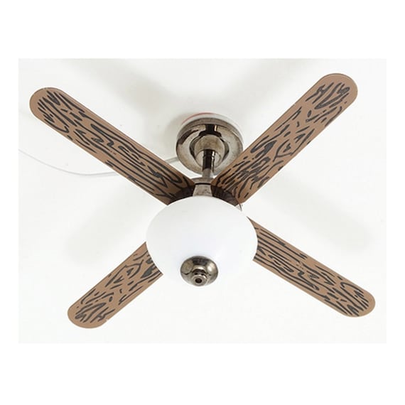 Dollhouse Miniature Pewter Ceiling Fan with Single Globe Light