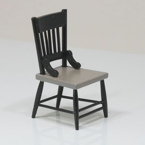 Dollhouse Miniature Kitchen Farmhouse Black and Grey Chair
