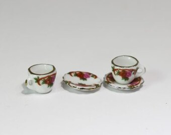 Dollhouse Miniature Quality Porcelain Cup & Saucer Set 