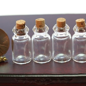Dollhouse Miniature Set of 4 Empty Jars or Bottles with Removable Corks