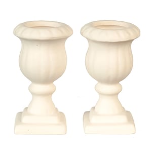 Dollhouse Miniature White Clay Pots or Planters Set of 2 by Miniatures World