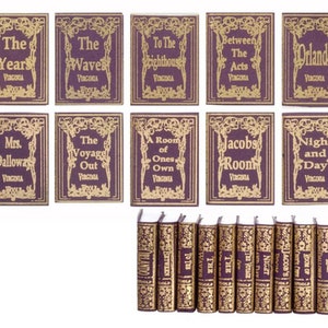 Dollhouse Miniature Set of 10 Classic Virginia Woolfe Hardcover Novels