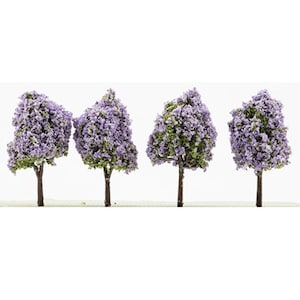 Dollhouse Miniature Set of 4 Small Lilac Trees  2 1/2 in Tall by Creative Accents