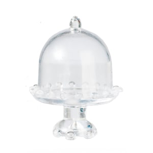 Dollhouse Miniature Clear Cake Stand with Dome Lid