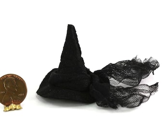 Artisan Halloween Black Witch Hat by Shadow Box Miniatures