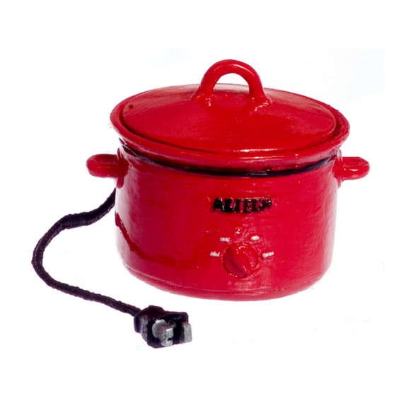 Dollhouse Miniature Red Electric Crockpot by Town Square Miniatures