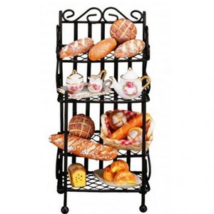 Dollhouse Miniature Filled  Bakers Rack by Reutter Porcelain