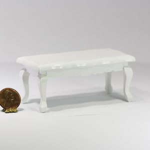 Dollhouse Miniature 1:12 Scale White Coffee Table in Painted Wood