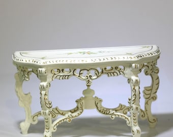 Dollhouse Artisan Furniture - Half Moon Hand Painted Elegant Table