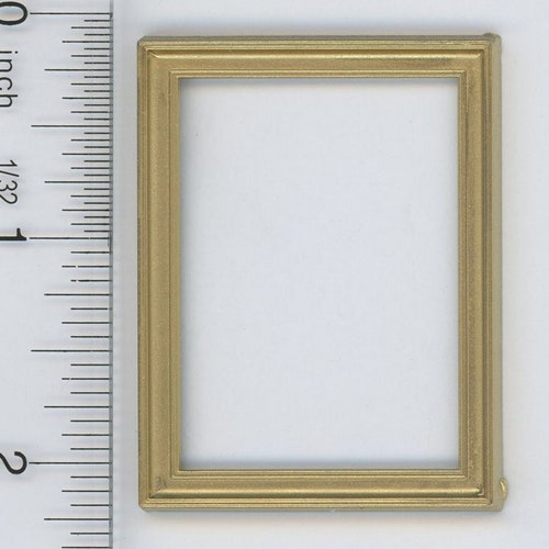 Dollhouse Miniature Set of 4 Rectangular Gold Picture Frames