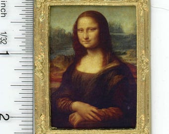 Melody Jane Dollhouse Mona Lisa Wall Clock - 1:12 Scale Miniature Accessory In Gold Frame