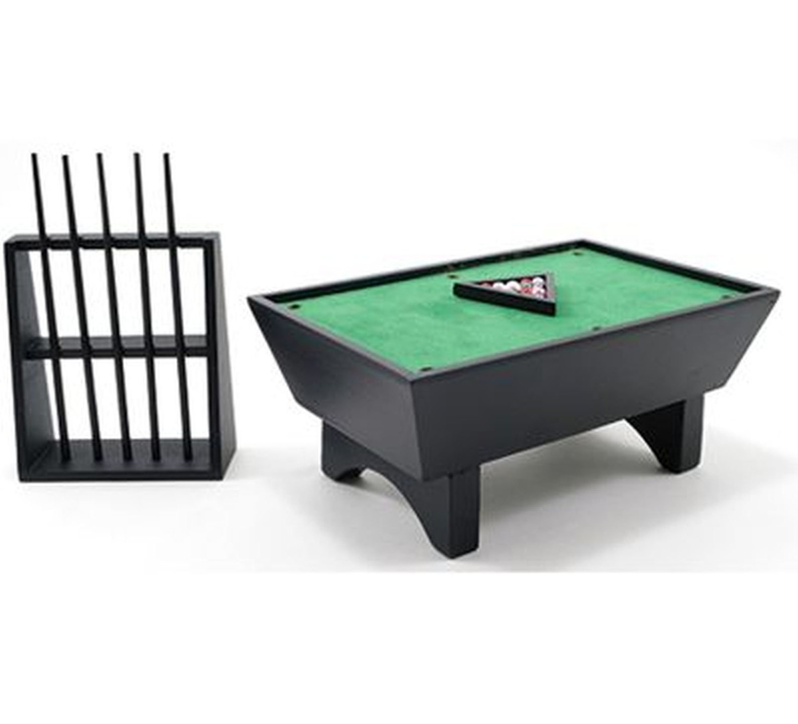 Dollhouse Miniature Pool Table in Black With Cue Sticks and Etsy