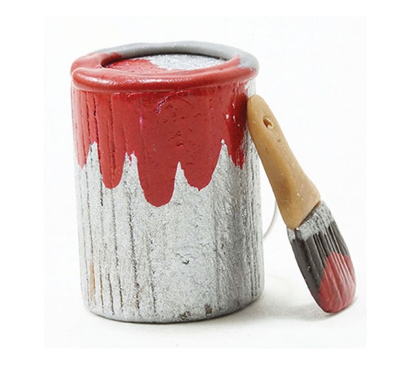 Paint Can & Brush w/Red Paint by International Miniatures IM65112