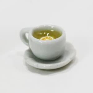 Dollhouse Miniature Single Cup and Saucer of Lemon Tea