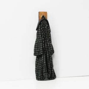 Dollhouse Miniature Artisan Vintage Look Black Tweed Coat on a Wall Hook by Shadow Box  