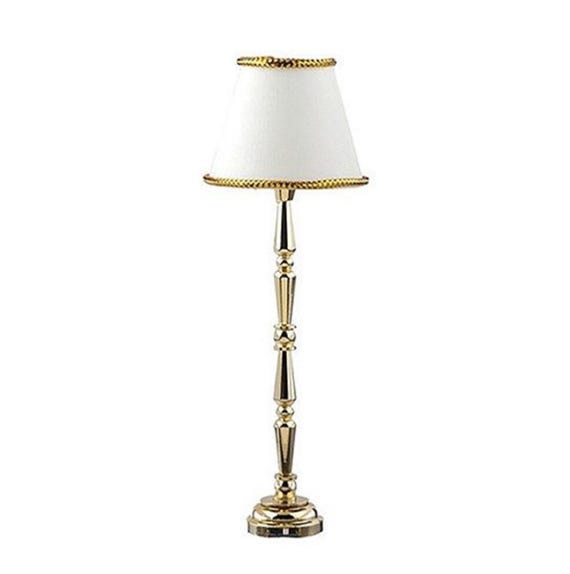 Dollhouse Miniature 1:12 Scale LED Battery Gold Floor Lamp With