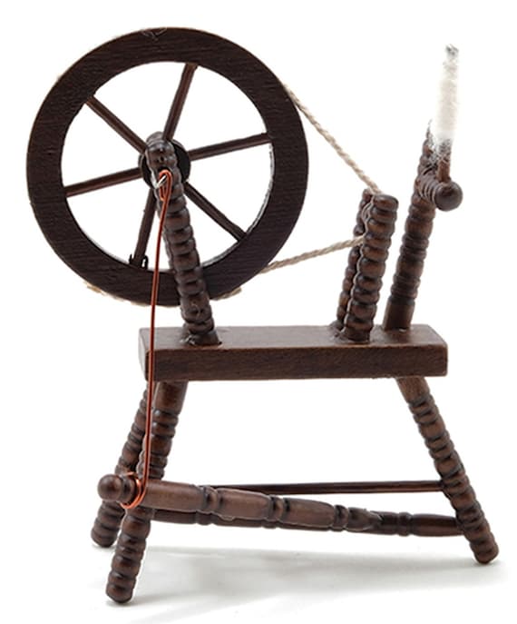 Dollhouse Miniature Colonial Walnut Spinning Wheel